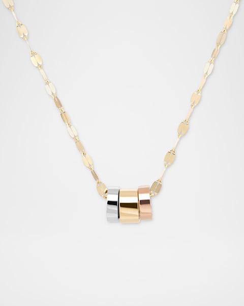 14K Gold Nude Lariat Disc Necklace