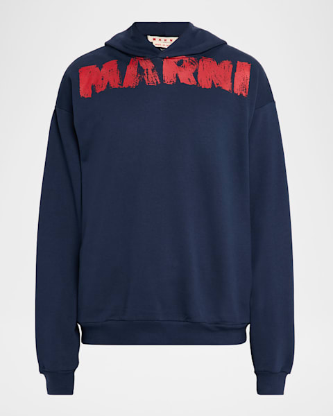 JW Anderson Men's Anchor Embroidery Zip Hoodie | Neiman Marcus