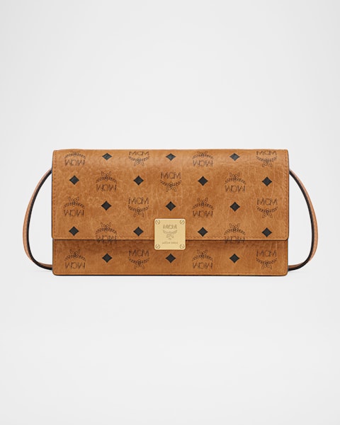 MCM Himmel Lauretos Faux Leather Card Case | Neiman Marcus
