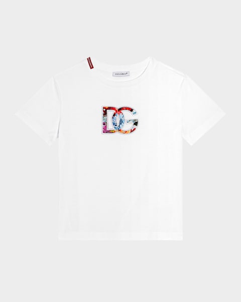  Boy's Curved Logo-Print T-Shirt, Size 4-6