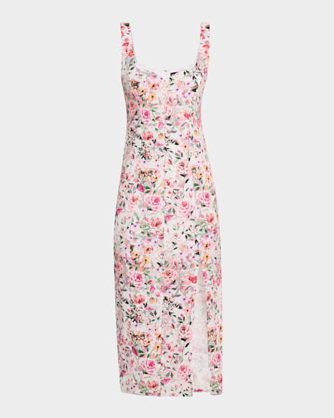 Trina Turk Botanical 3/4-Sleeve Zip Dress in Petra Floral