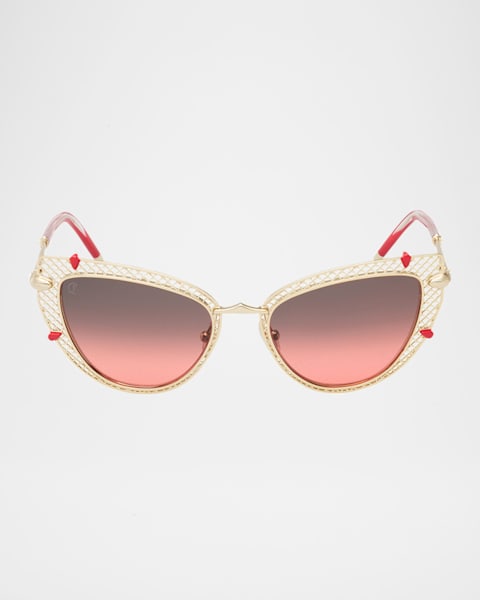 Gucci Monochromatic Rectangle Sunglasses w/ Interlocking G Temples