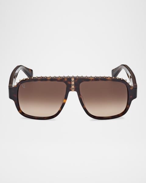 TOM FORD Men's Raoul Gradient Tortoiseshell Aviator Sunglasses