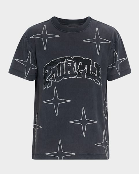 PURPLE Men's Oversized Cutoff Graphic T-Shirt | Neiman Marcus