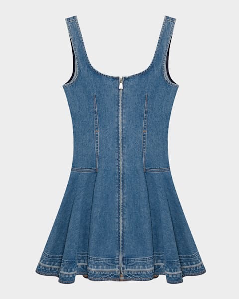 ALICE + OLIVIA Kendall Denim Halter Mini Dress | Neiman Marcus