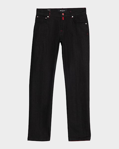 PURPLE Men's P002 Black Repair Slim Jeans | Neiman Marcus