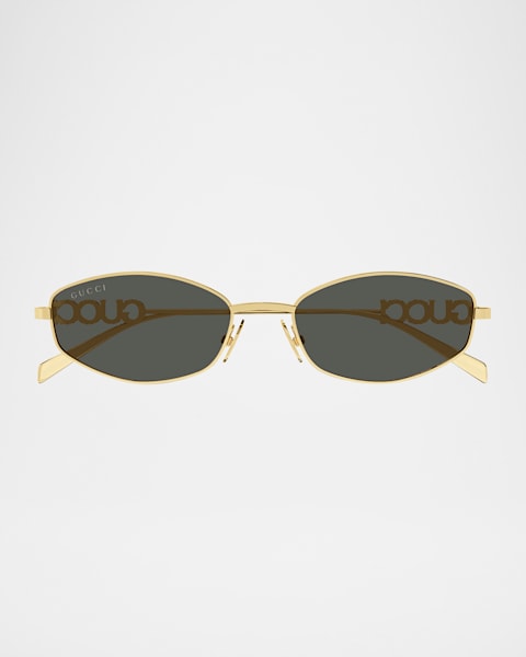 Gucci Rimless Metal Oval Sunglasses with Faux Pearls | Neiman Marcus