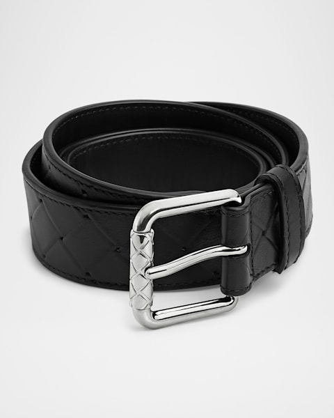 Bottega Veneta Men's Reversible Intrecciato Leather Belt