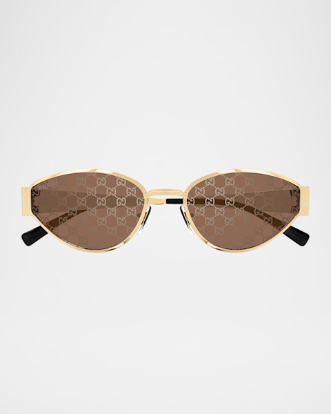 Gucci Logo Oval Metal Sunglasses | Neiman Marcus