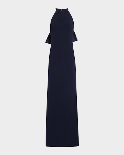 ＊TadashiShoji Sleeveless Mock-Neck Bow Crepe Gown Tadashi Shoji Sleeveless Mock-Neck Bow Crepe Gown | Neiman