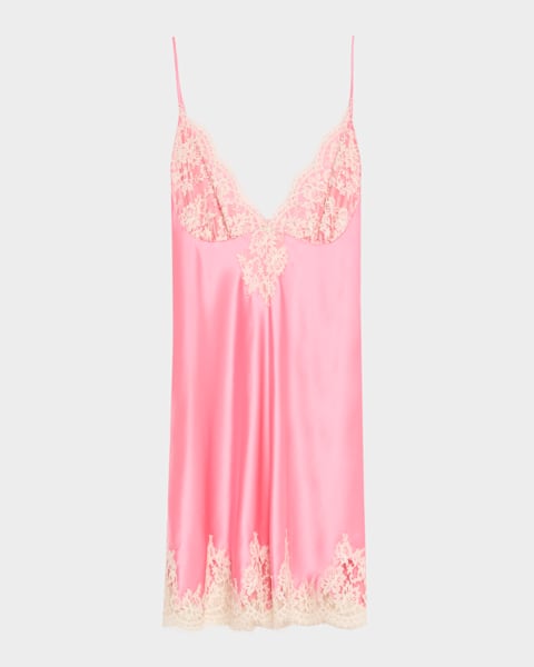 Bijoux Lace-Trim Silk Chemise