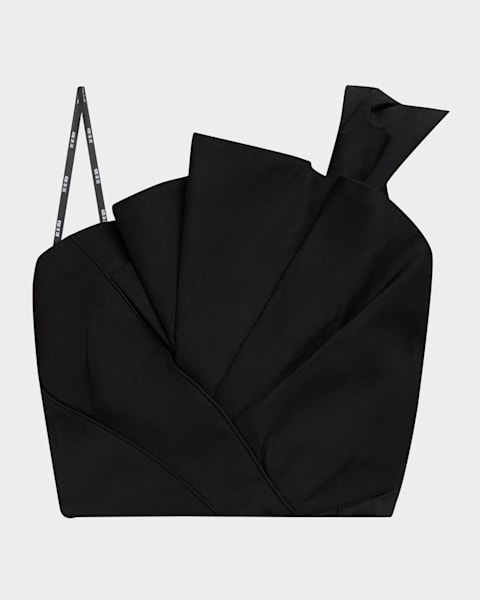 Zaida Neck-Tie Cropped Button-Front Shirt