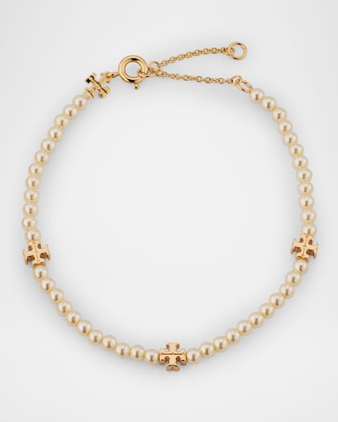 Tory Burch Kira Pearl Delicate Chain Bracelet | Neiman Marcus