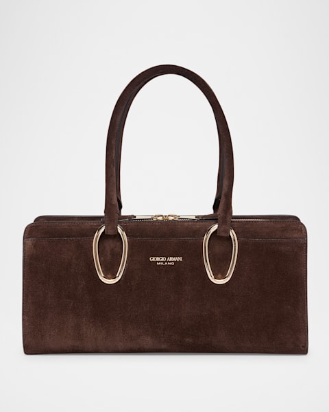 Giorgio Armani Blue Calf Leather Bos Taurus Handbag
