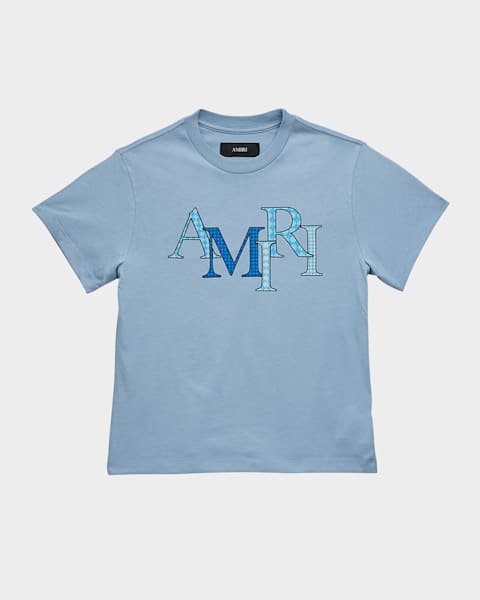  Boy's Curved Logo-Print T-Shirt, Size 4-6