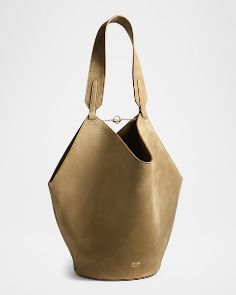 【VIP】KHAITE ミディアム ロータス トート カーフスキンレザー Khaite Lotus Medium Calfskin Suede Tote Bag | Neiman Marcus