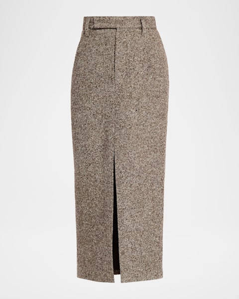 Brunello Cucinelli Carded Wool Herringbone Mini Circle Skirt