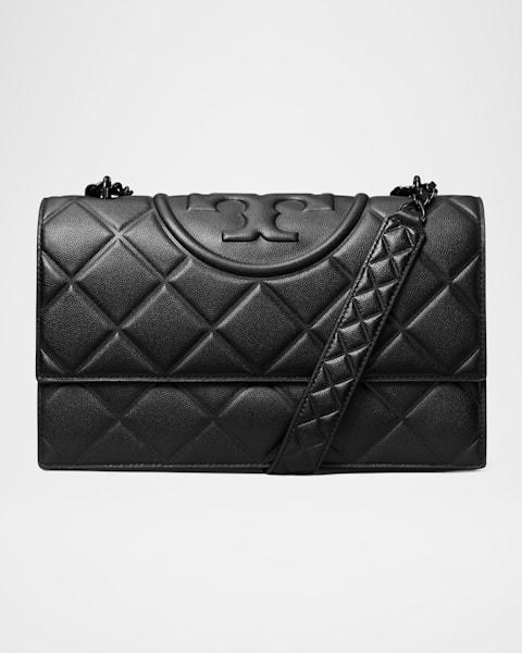 Tory Burch Lee Radziwill Small Croc-Embossed Double Bag | Neiman