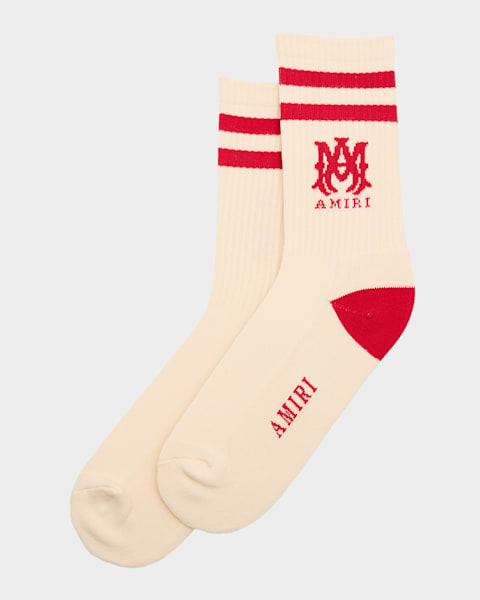 Men's MA Double-Stripe Ribbed Crew Socks