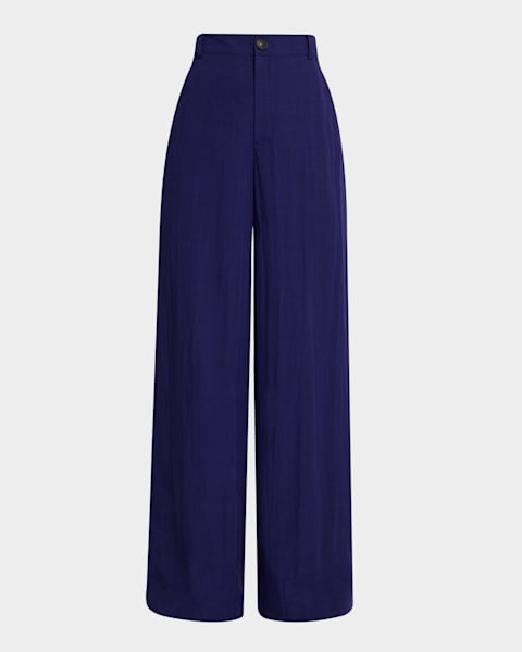 TWP Eva Wool Flannel Wide-Leg Pants | Neiman Marcus