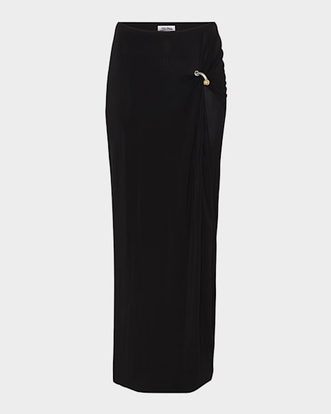 Jean Paul Gaultier Mariniere Grape-Print Mesh Maxi Skirt | Neiman