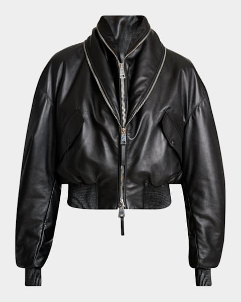 ブルゾン Givenchy Blouson With Back Embroidery Givenchy logo-embroidered Leather Jacket | White | FARFETCH