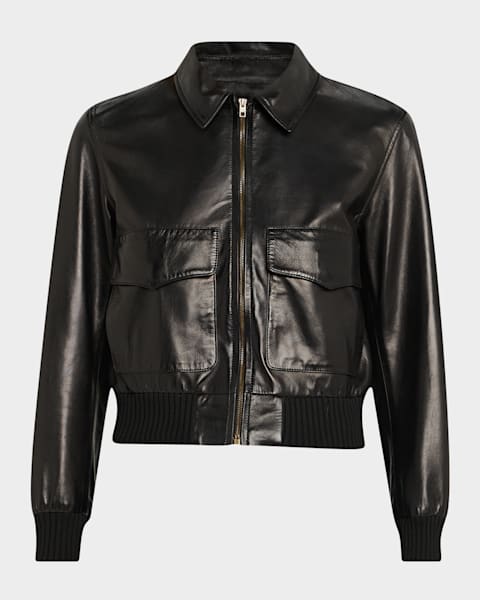Alice + Olivia Hyde Cropped Vegan Leather Jacket | Neiman Marcus