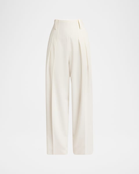 Bottega Veneta Cargo Fine Wool Wide Leg Trousers | Neiman Marcus