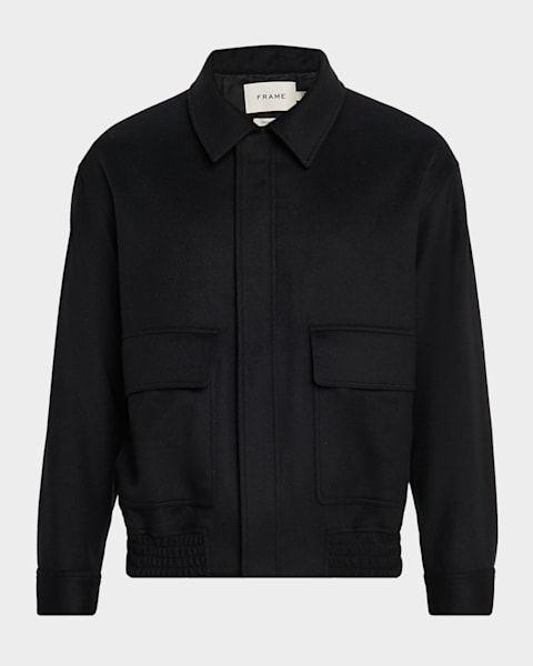 FRAME Men's Wool Full-Zip Blouson | Neiman Marcus