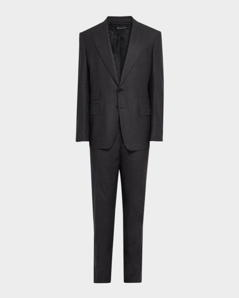 Emporio Armani Super 130s Wool Two-Piece Classic Fit Suit, Black