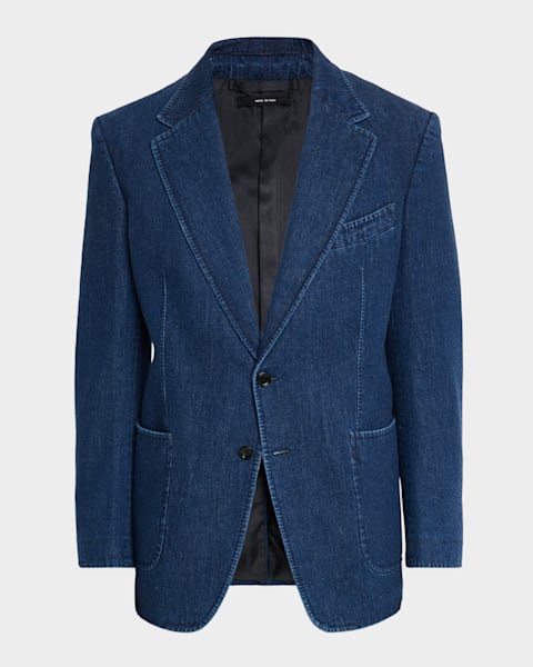 Brunello Cucinelli Men's Denim Peak Lapel Single-Breasted Sport
