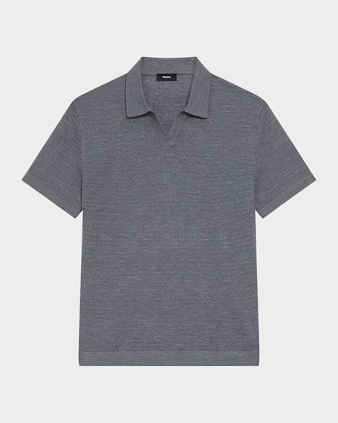 Giorgio Armani Men's Textured Knit Short-Sleeve Quarter-Zip Polo