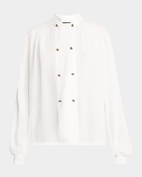 GIORGIO ARMANI シルク ブラウス Giorgio Armani Silk Georgette Wrap Blouse | Neiman Marcus