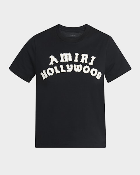 エムミーエメ Logo embroidered short t-shirt 黒 Amiri Logo Embroidered Short-Sleeve Crop T-Shirt | Neiman Marcus