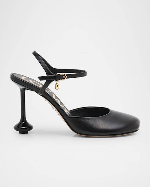 Saint Laurent Barbara Crystal-Embellished Satin Mule Pumps