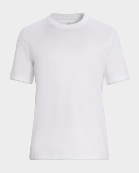 Brunello Cucinelli Men's Marled Crewneck T-Shirt | Neiman Marcus