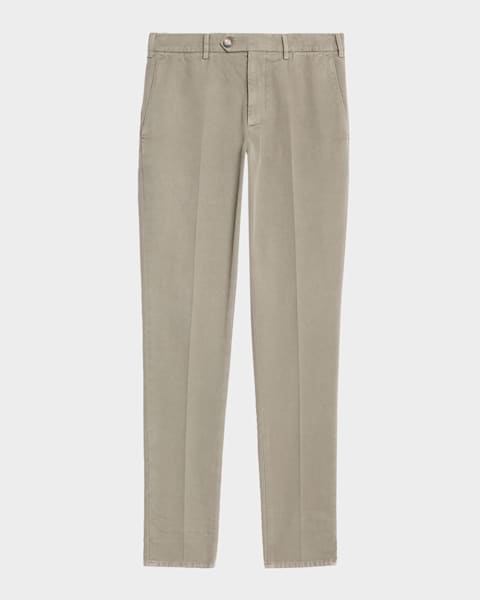 Brunello Cucinelli Men's Sage Chevron Linen Pants | Neiman