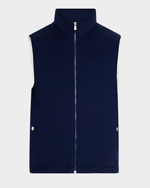 Brunello Cucinelli Men's Snap-Front Quilted Down Vest | Neiman Marcus