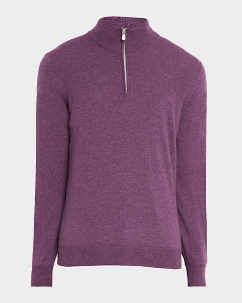 BRUNELLO CUCINELLI カシミア セーター パープル Brunello Cucinelli - Lilac Cashmere Quarter Zip Pullover