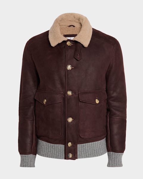 BRUNELLO CUCINELLI レザージャケット ベスト 裏ボア M Brunello Cucinelli - Belted Full-Grain Leather Jacket - Brown