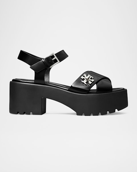 Tory Burch Mellow Leather Grip Platform Sandals | Neiman Marcus