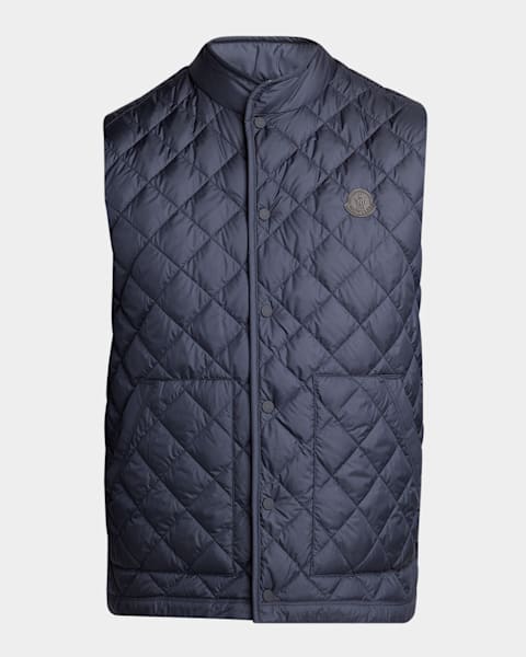 BRUNELLO CUCINELLI ネイビー キルティングベスト Brunello Cucinelli Men's Snap-Front Quilted Down Vest | Neiman Marcus