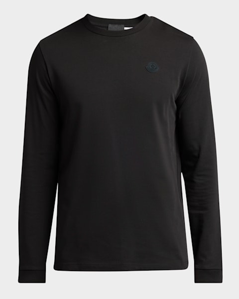 MONCLER 24aw　ロンT　ブラック　Ｍ Moncler Men's Waffle Knit Long-Sleeve Henley T-Shirt | Neiman Marcus