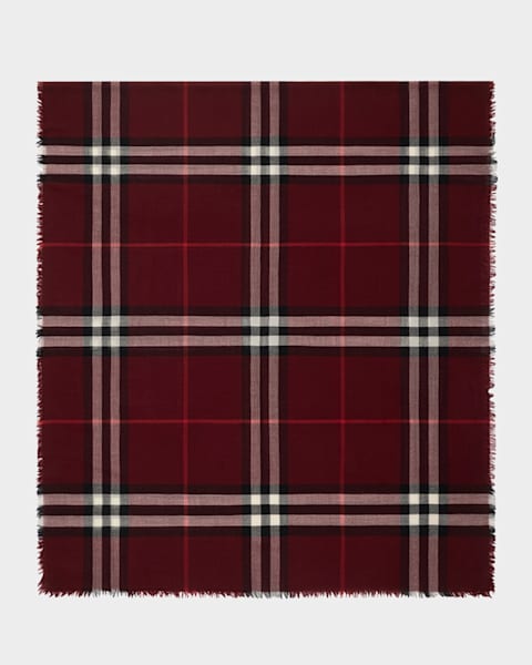 Men's Wool Giant Check Hooded Scarf