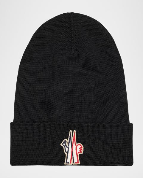 Burberry Men's Ribbed Wool Logo Beanie Hat | Neiman Marcus