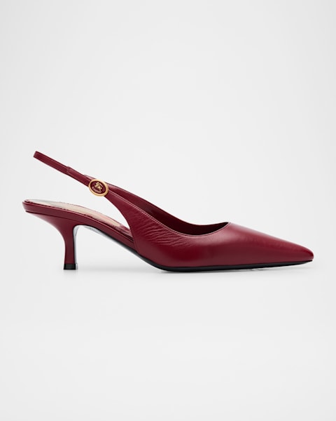 Burberry Birdie Metallic Check Slingback Kitten-Heel Pumps