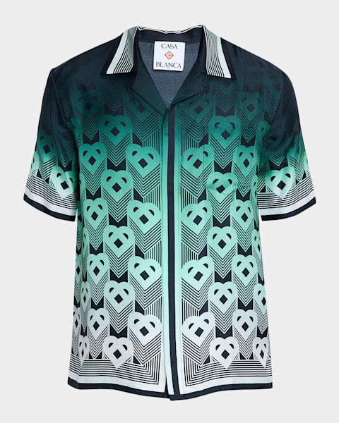 CASABLANCA Men's Gradient Wave Crochet Shirt | Neiman Marcus