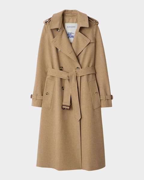 Burberry Kensington Organic Belted Double-Breasted Long Trench