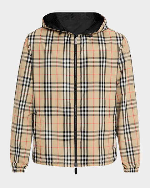 Burberry Men's Check-Zip Down Jacket | Neiman Marcus
