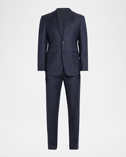 116 【GIORGIO ARMANI】2つボタンスーツセットアップ ネイビー Giorgio Armani Two-Button Soft Basic Suit, Navy | Neiman Marcus